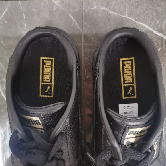 Puma Mules Cali Black / Gold Slip Ons - Picture 4 of 7